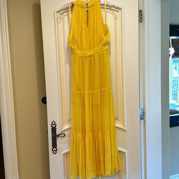 VERONICA BEARD Florencia Sleeveless Tiered Silk Lined Maxi Dress Size 6 Yellow - Picture 14 of 16